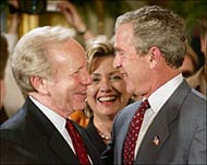 Lieberman backs Bush's war but seeks wider help to rebuild Iraq