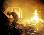 Protesters set vehicles, tyres and Gaza maps on fire