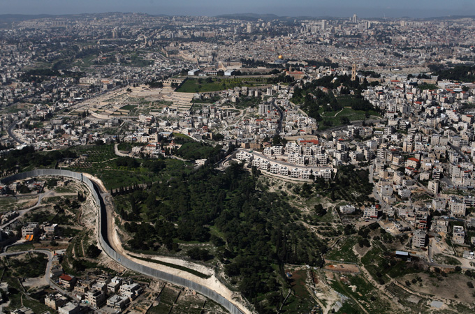An aerial view of Israel''s separation barrier in the West Bank