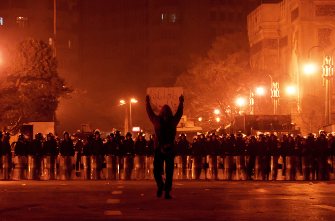 lone egyptian protester