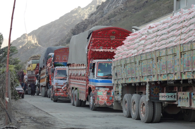 Trucks at Torkham Border