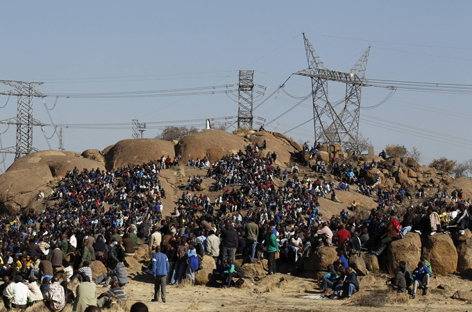 protests South African mines