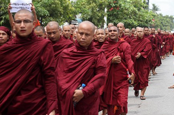 Myanmar Monk protests anti-Rohingya