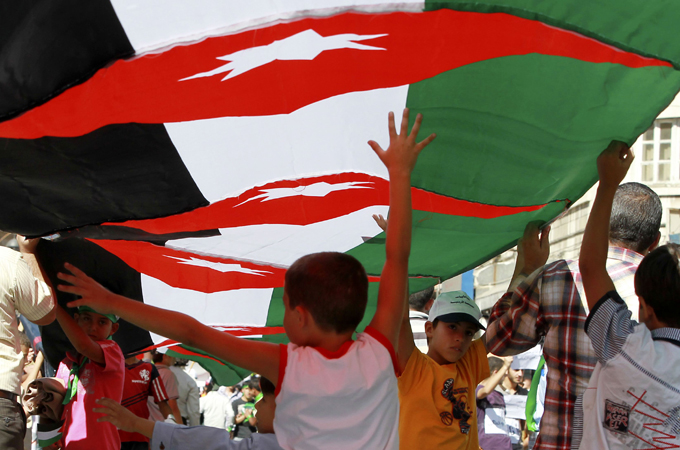 Jordan Children under Jordanian flag