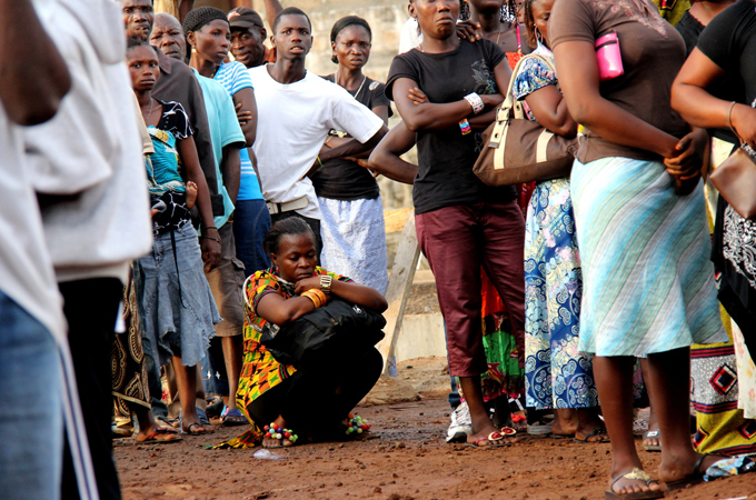 On the day of the vote, queues formed at polling stations as early as 2:00 a.m. Travis Lupick photo.