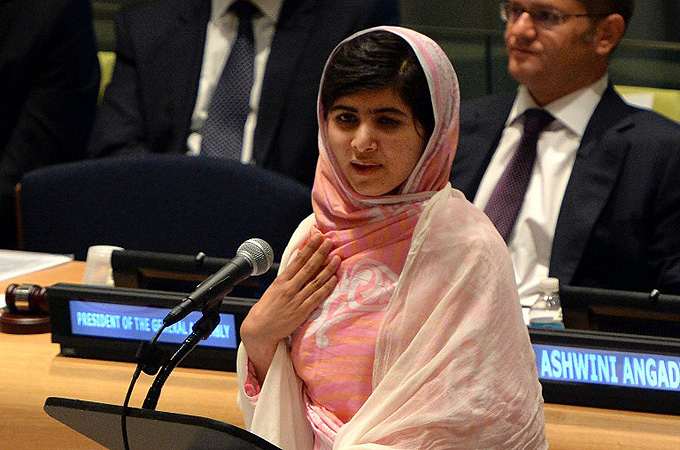 Pakistani student Malala Yousafzai speaks