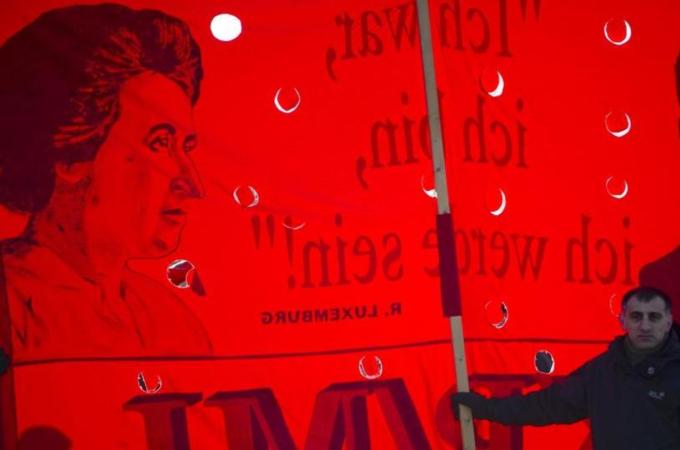 In St Petersburg, the author goes in search of signs of "women revolutionaries like Rosa Luxemburg, famous for her 1917 statement, 'Freedom is always the freedom of dissenters,'" and finds none [AFP/Getty Images]