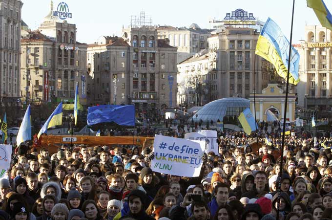 Ukrainians are protesting their government's decision not to sign an agreement with the EU [Reuters]