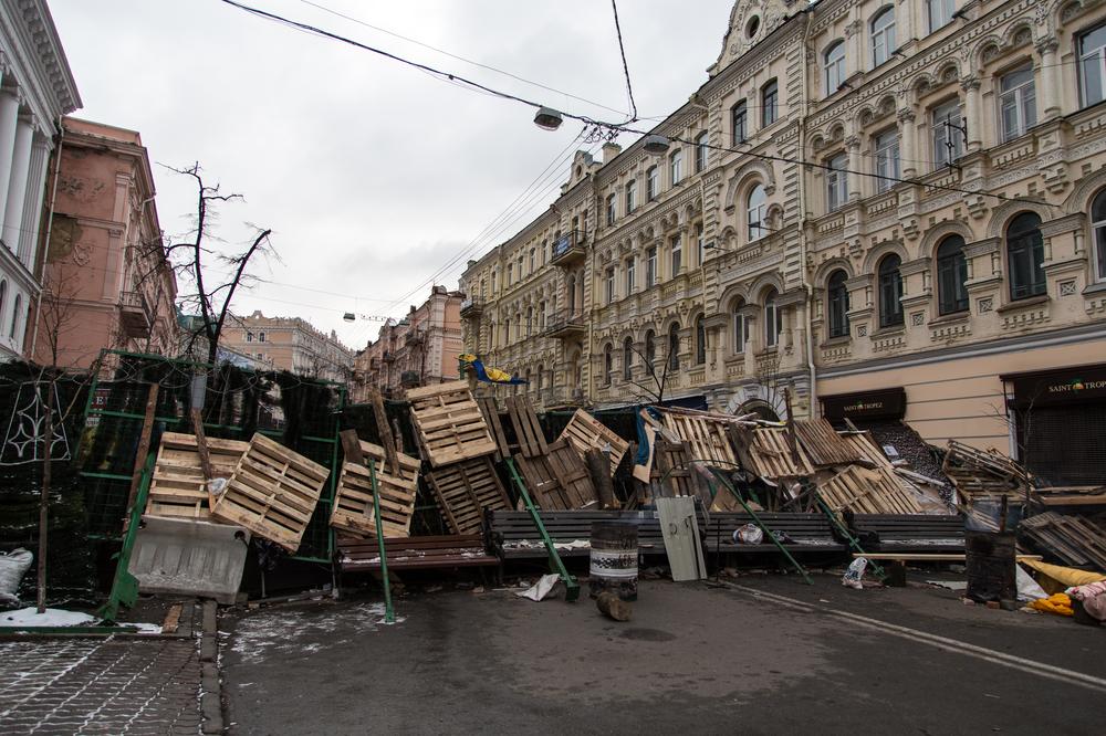 <p>All six entrances to the square are blocked with heavy barricades which have been strengthened recently. </p>