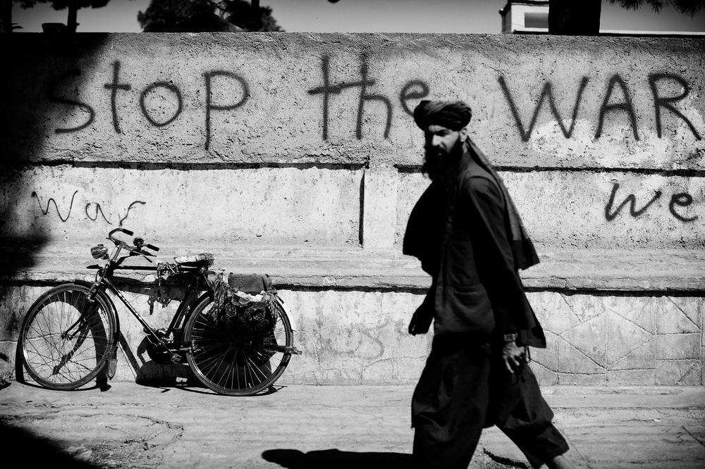 Peaceful slogans are seen on the walls of Herat, September 20, 2013