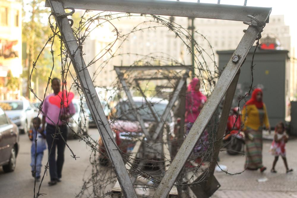 <p>Walking past the long columns of barbed wire has become routine for many Egyptians who look to former military commander and newly elected President Abdel Fattah el- Sisi to provide stability above all else.</p>