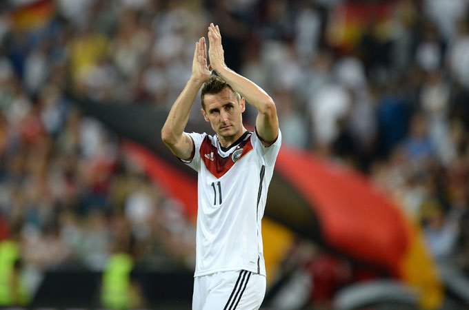 Germany striker Miroslav Klose is one strike away from equalling a tournament record of 15 goals [GALLO/GETTY]