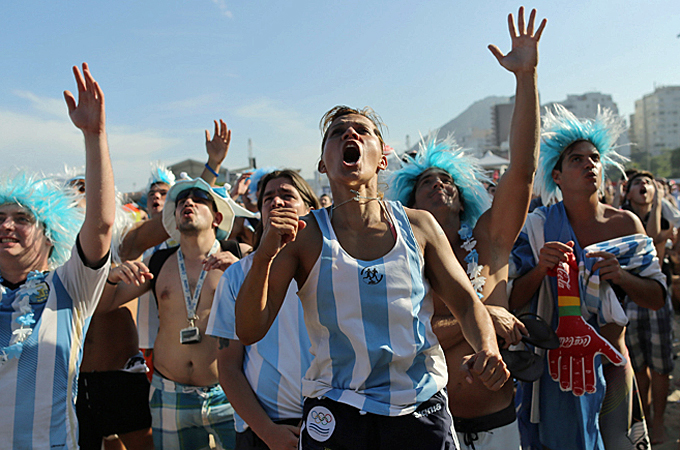 More than 100,000 Argentinians have crossed Brazil's southern border to support Messi and co in Sao Paulo [AP]