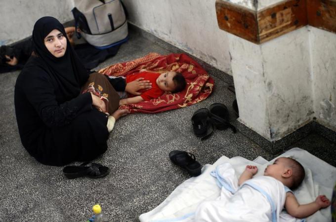 Tens of thousands of Palestinians have been displaced by the Israeli attack on Gaza [AFP]