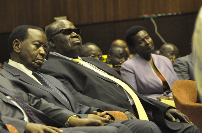 Second Deputy Prime Minister Moses Ali, middle, listens to the state-of-the-nation address [Mukiibi Sserunjogi]