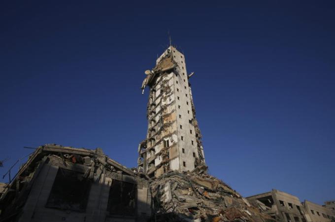 In late August Israeli air strikes destroyed much of one of Gaza's tallest apartment and office buildings [Reuters]