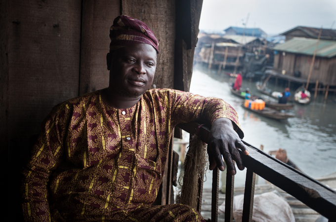 Emmanuel Shemede is chief of Makoko, an overwater settlement in Lagos [Ruth McDowall/Al Jazeera]