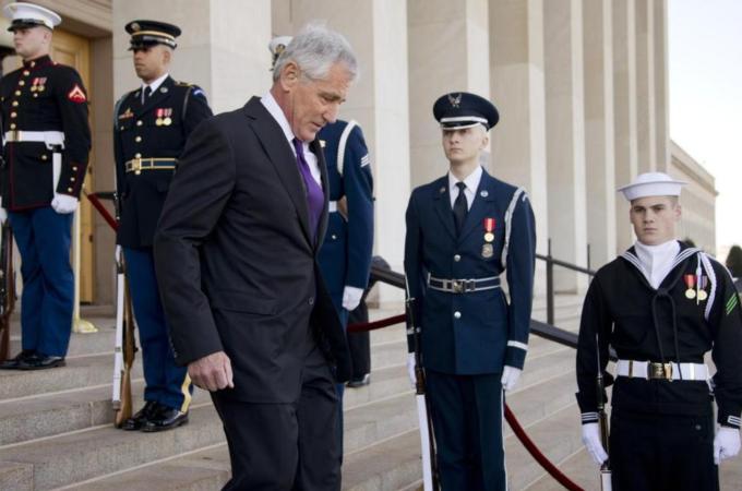 Hagel was an obvious choice to take the fall, writes Korb [AP]