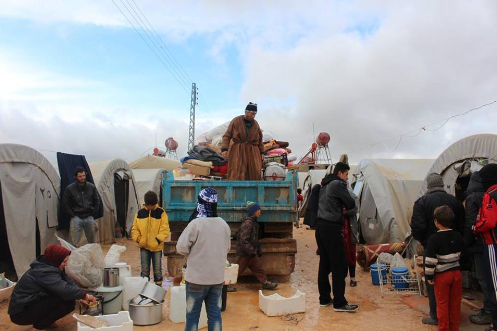 Families whose tents were ravaged by the storm tried to go back to their original houses that had been destroyed by gunfire 
