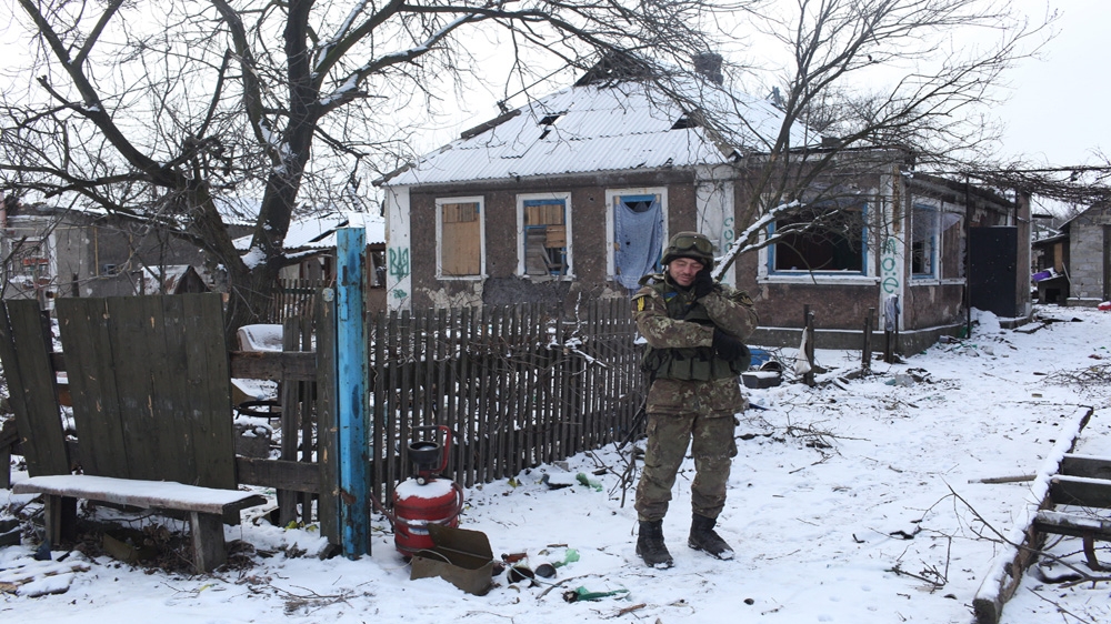 Most of the houses in the village of Pisky have been shelled [John Wendle] 