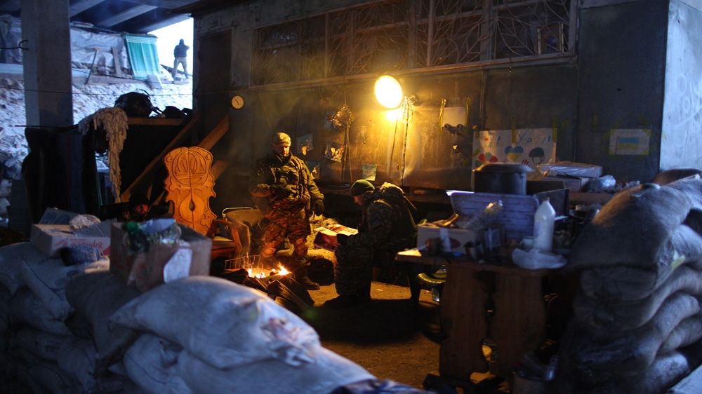 A forward position used by volunteers and soldiers resembles something out of WWI [John Wendle] 