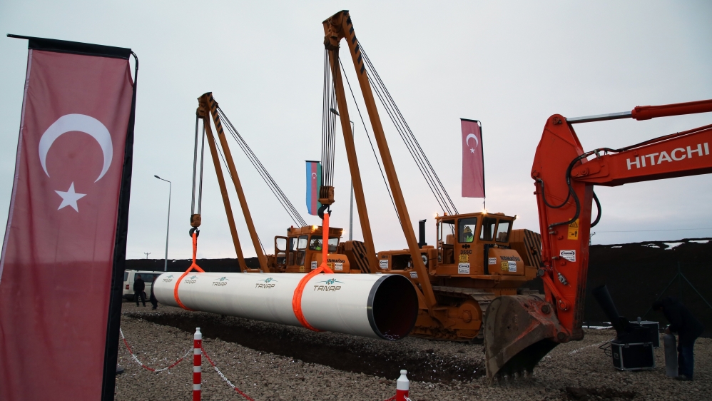 Construction equipment during the groundbreaking ceremony of TANAP [Getty]