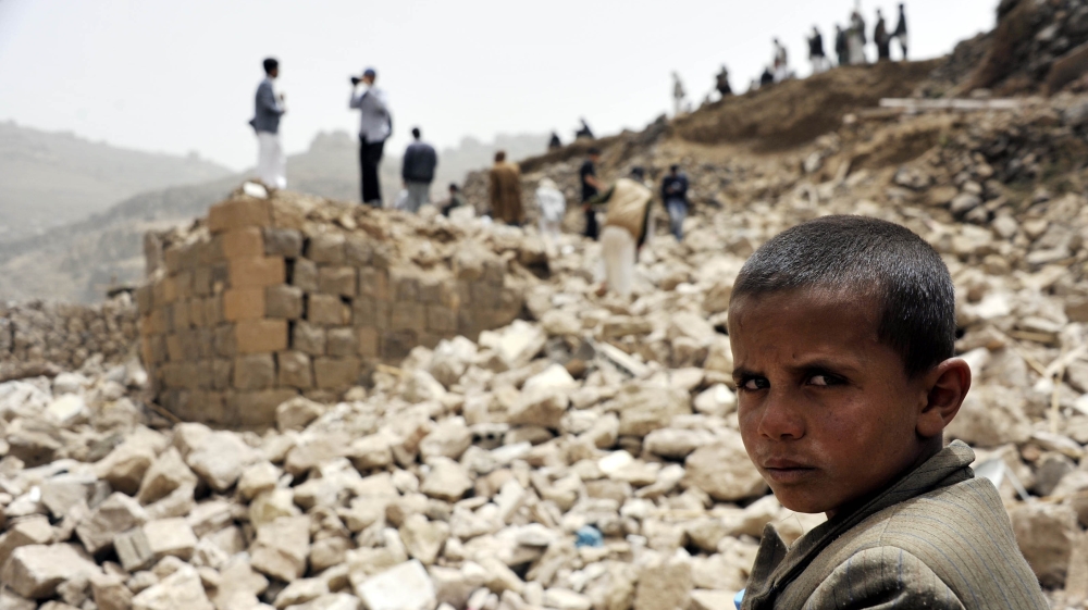 Buildings collapsed after Saudi-led coalition''Decisive Storm'' operation in Yemen
