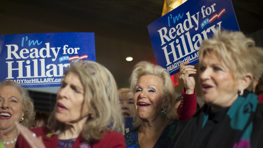 Supporters take part in the "Ready for Hillary" rally in Manhattan, New York