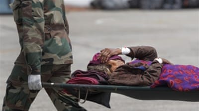 A Nepalese woman injured in the earthquake [AP] 
