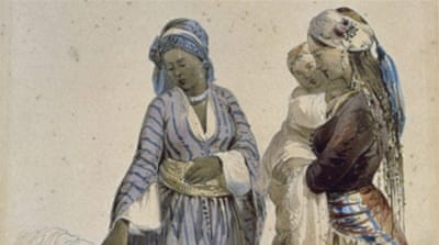Slave and woman of Cairo, watercolour drawing by Ippolito Caffi (1809-1866) [Getty]