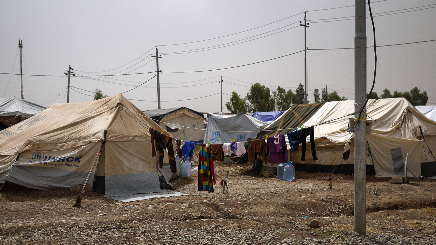 Baharka camp, Erbil, Iraq. After the Islamic State of Iraq and the Levant (ISIL) stormed the northern city of Mosul a year ago, thousands of displaced residents found shelter at the Baharka