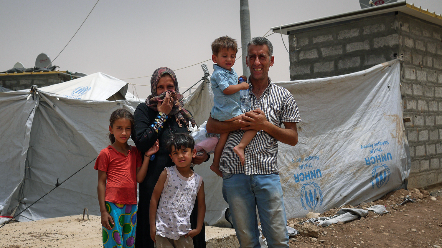 Baharka camp, Erbil, Iraq. After the Islamic State of Iraq and the Levant (ISIL) stormed the northern city of Mosul a year ago, thousands of displaced residents found shelter at the Baharka