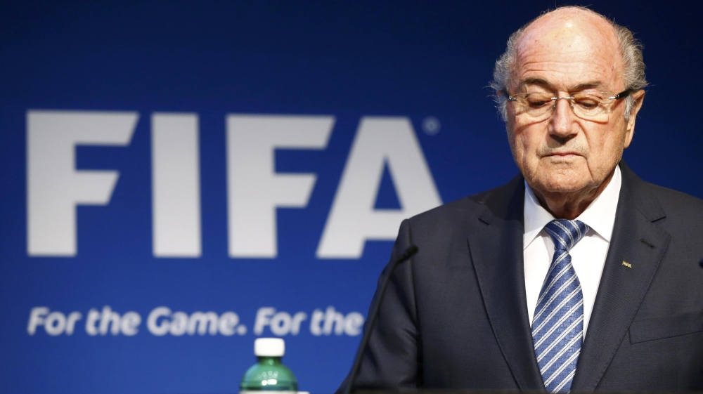 FIFA President Blatter pauses during a news conference at the FIFA headquarters in Zurich
