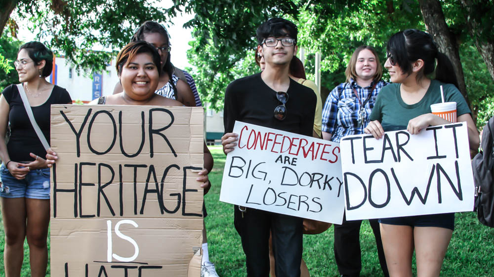 Activists challenged the notion of 'commemorating history' put forth by defenders of this monument and ones like it [ Shaghayegh Tajvidi /Al Jazeera]