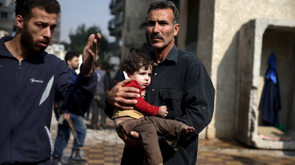 In Douma neighborhood of Damascus, Syria