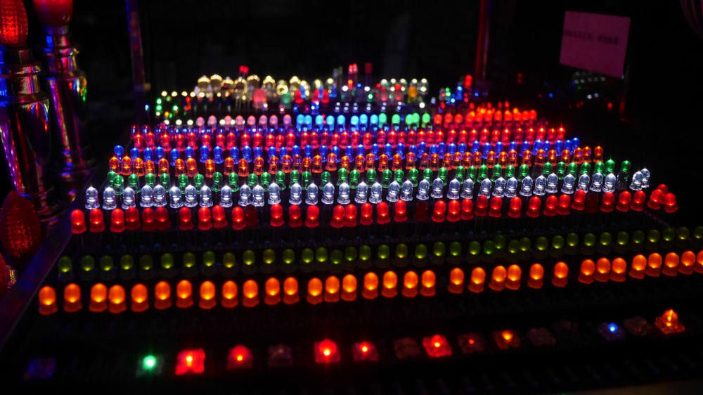 Numerous materials, like these individual LED lights seen in a Shenzhen electronics market, can be used when building something with an Arduino microcontroller [Matan Rochlitz/Al Jazeera]