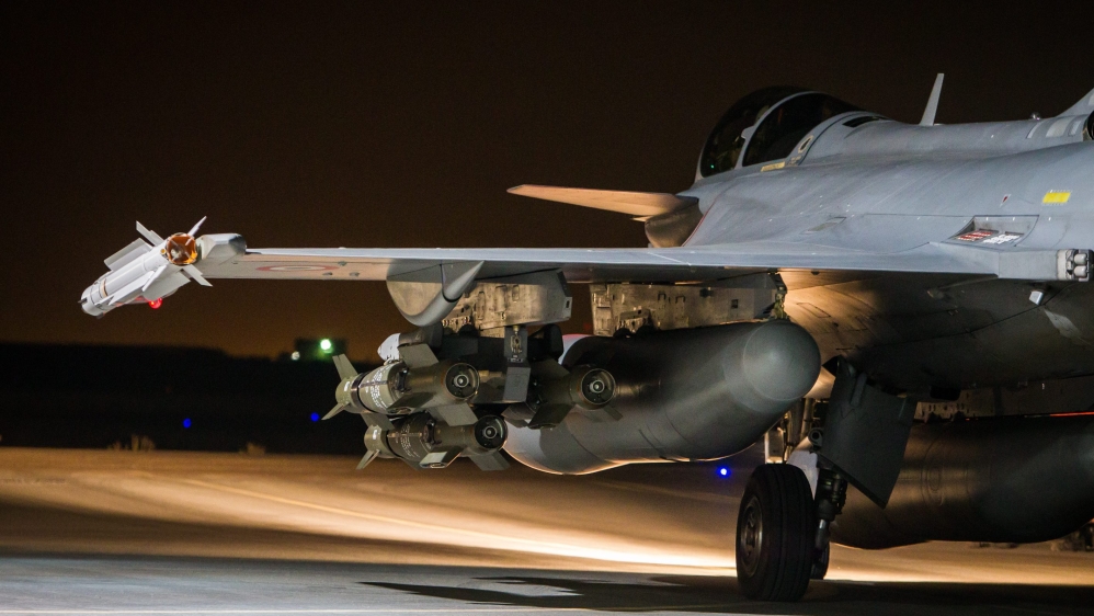 A French fighter jet part of the Operation Chammal taking off from a base in the Gulf [EPA]
