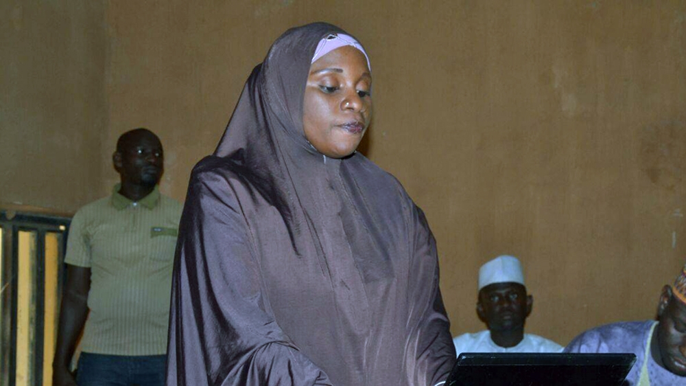 Mohammed speaks to nearly 200 youth in Yobe at a grassroots symposium this summer to counter violent extremism and discuss ambitions, leadership and needs of young people in the northeast [Courtesy Hafsat Mohammed]