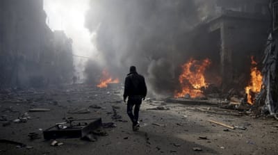 A site hit by what activists said were air strikes by forces loyal to Syria's President Bashar al-Assad, in Damascus [REUTERS]