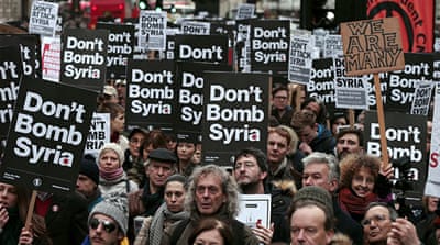 Protests against UK air strikes [Reuters]