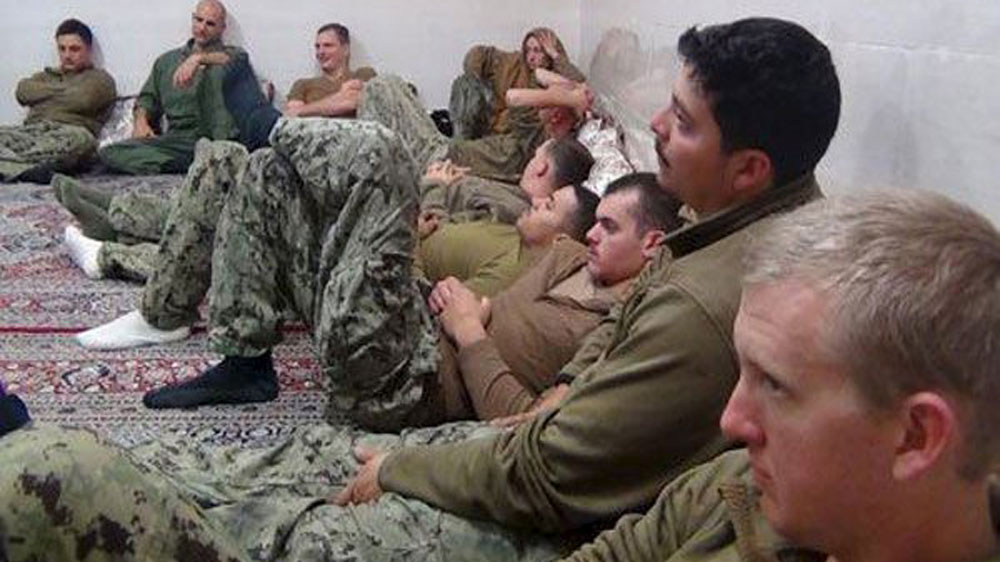 U.S. sailors are seen in an undisclosed location in Iran