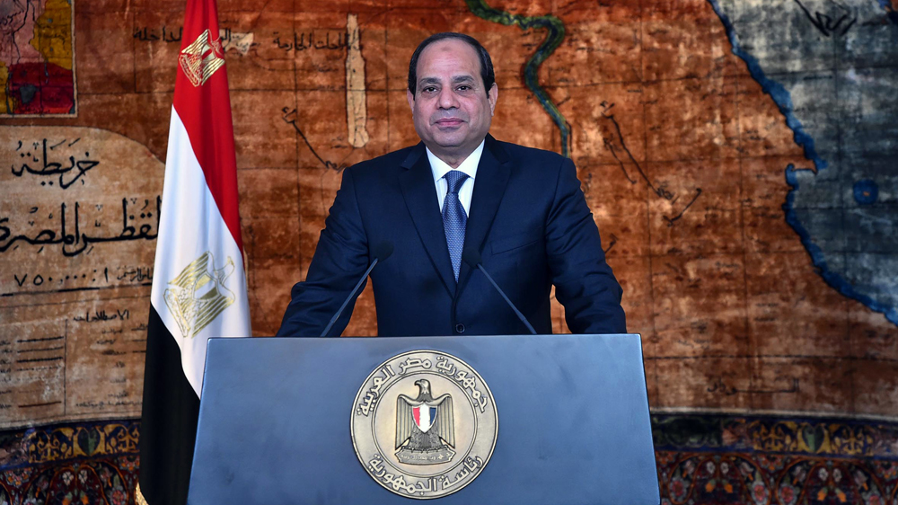 President Abdel Fattah el-Sisi giving a televised address [EGYPTIAN PRECIDENCY/HANDOUT]