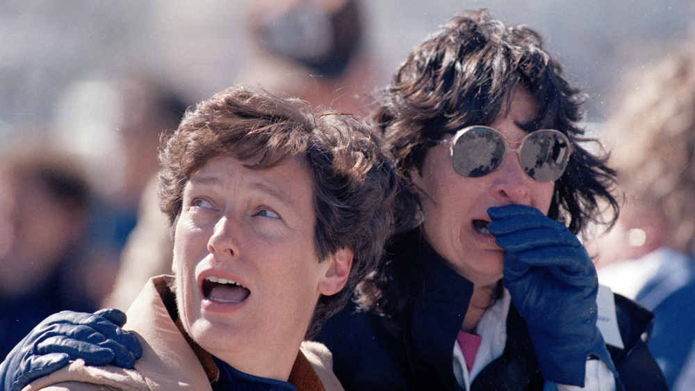 Spectators at the Kennedy Space Center in Cape Canaveral, Florida, witnessed the explosion of the space shuttle Challenger [AP]