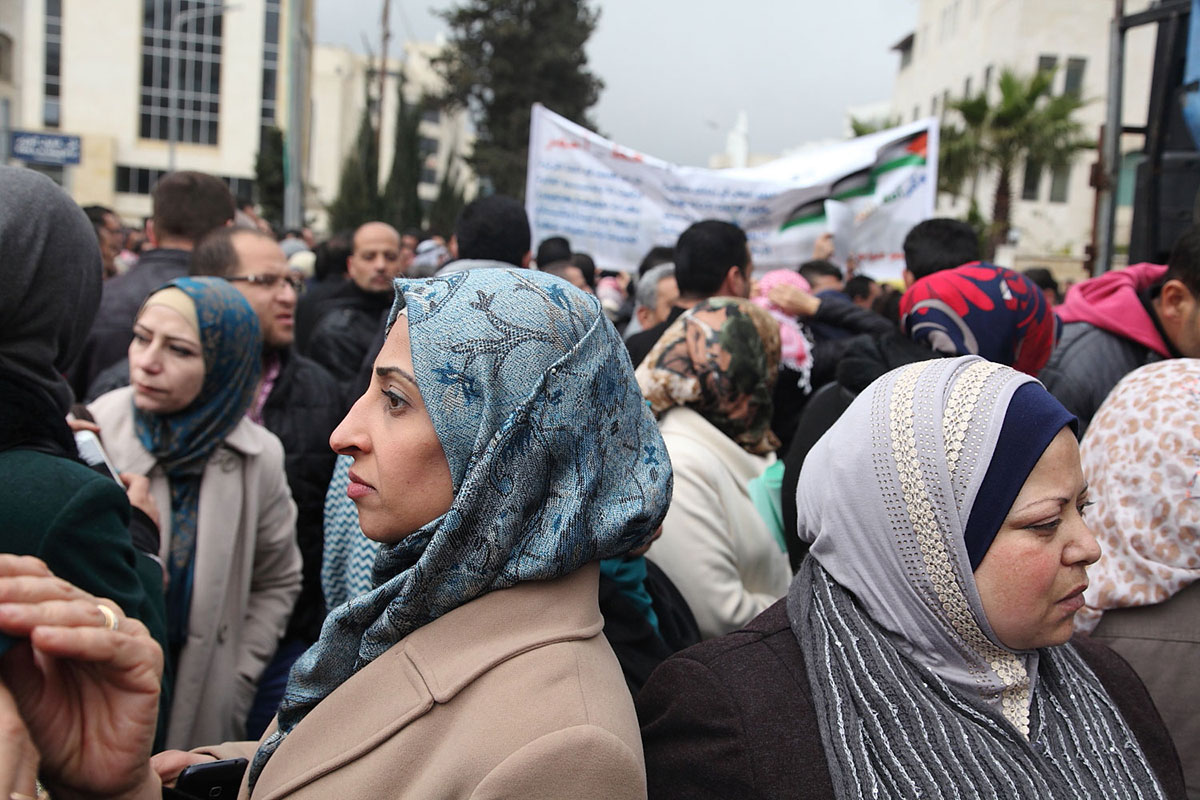 Palestinian teachers striking for rights in Ramallah/ Please Do Not Use