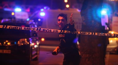 Emergency services at the scene following the explosion [EPA]