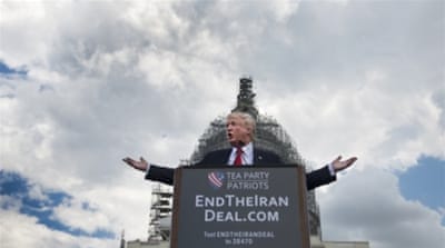 Donald Trump speaks at a Stop The Iran Nuclear Deal protest on September 9, 2015 [Linda Davidson/The Washington Post via Getty Images]