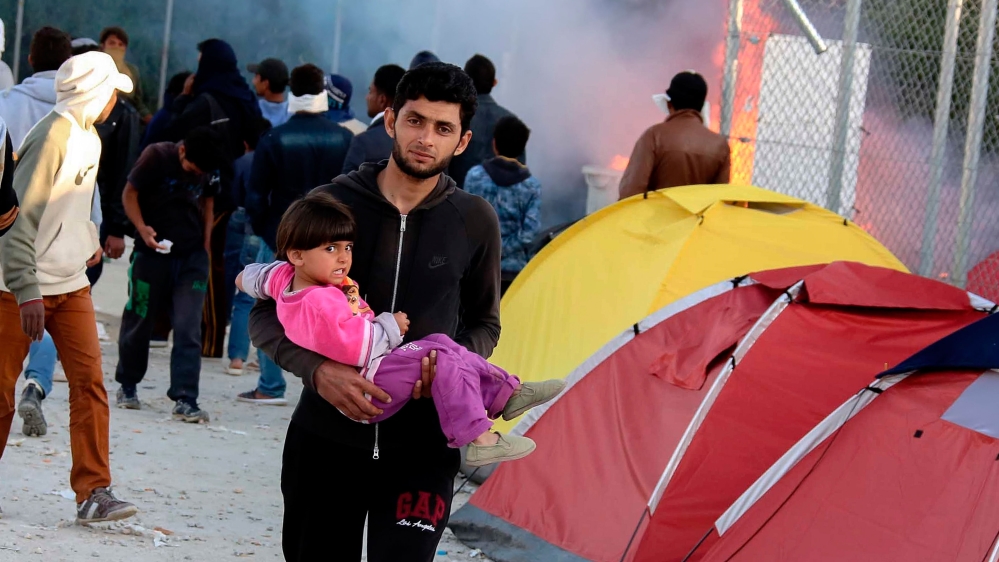 Riots at Moria migrant detention center on the northeastern Greek island of Lesbos