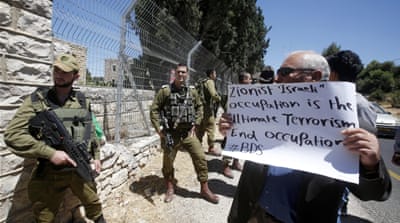 Palestinian and Israeli activists protested against land grabs
