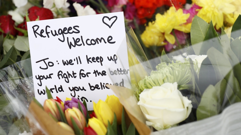  Jo Cox was known for campaigns for Syrian refugees [Stefan Wermuth/Reuters]