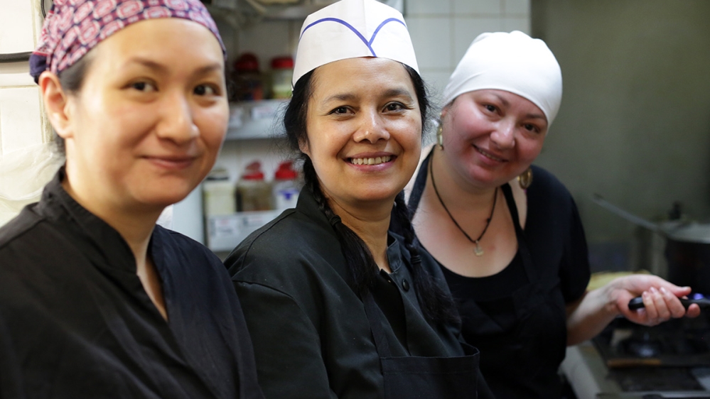 For chef Anita Sobron, 'food is a way to communicate with others, a collaboration, teamwork, a transmission of food knowledge from one to the other' [Micah Garen/Al Jazeera] 